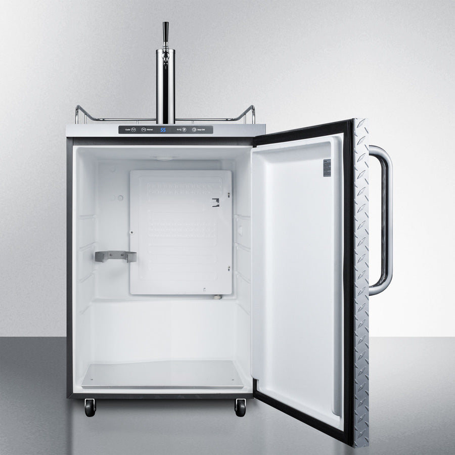 Freestanding  Outdoor Beer Dispenser, Auto Defrost With Digital Thermostat, Stainless Steel Wrapped Cabinet, Diamond Plate Door, And Towel Bar Handle - SBC635MOSDPL Summit