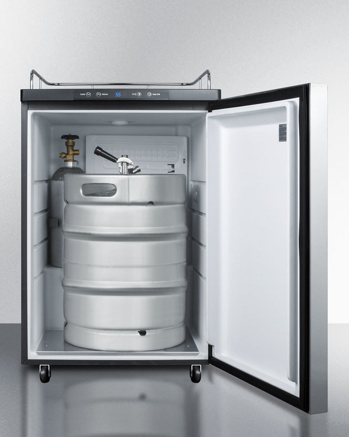 Freestanding  Beer Dispenser, Auto Defrost With Digital Thermostat, Ss Door, Horizontal Handle, And Black Cabinet - SBC635MNKSSHH Summit