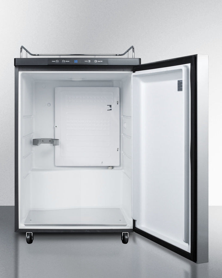 Freestanding  Beer Dispenser, Auto Defrost With Digital Thermostat, Ss Door, Horizontal Handle, And Black Cabinet - SBC635MNKSSHH Summit