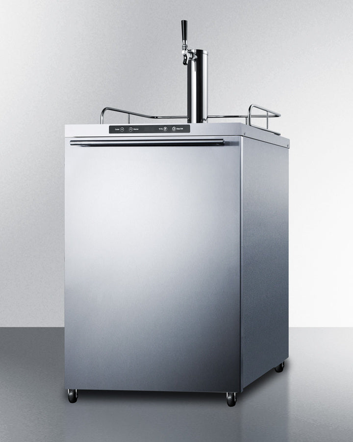 Freestanding  Outdoor Beer Dispenser, Auto Defrost With Digital Thermostat, Stainless Steel Wrapped Exterior, And Horizontal Handle - SBC635MOSHH Summit