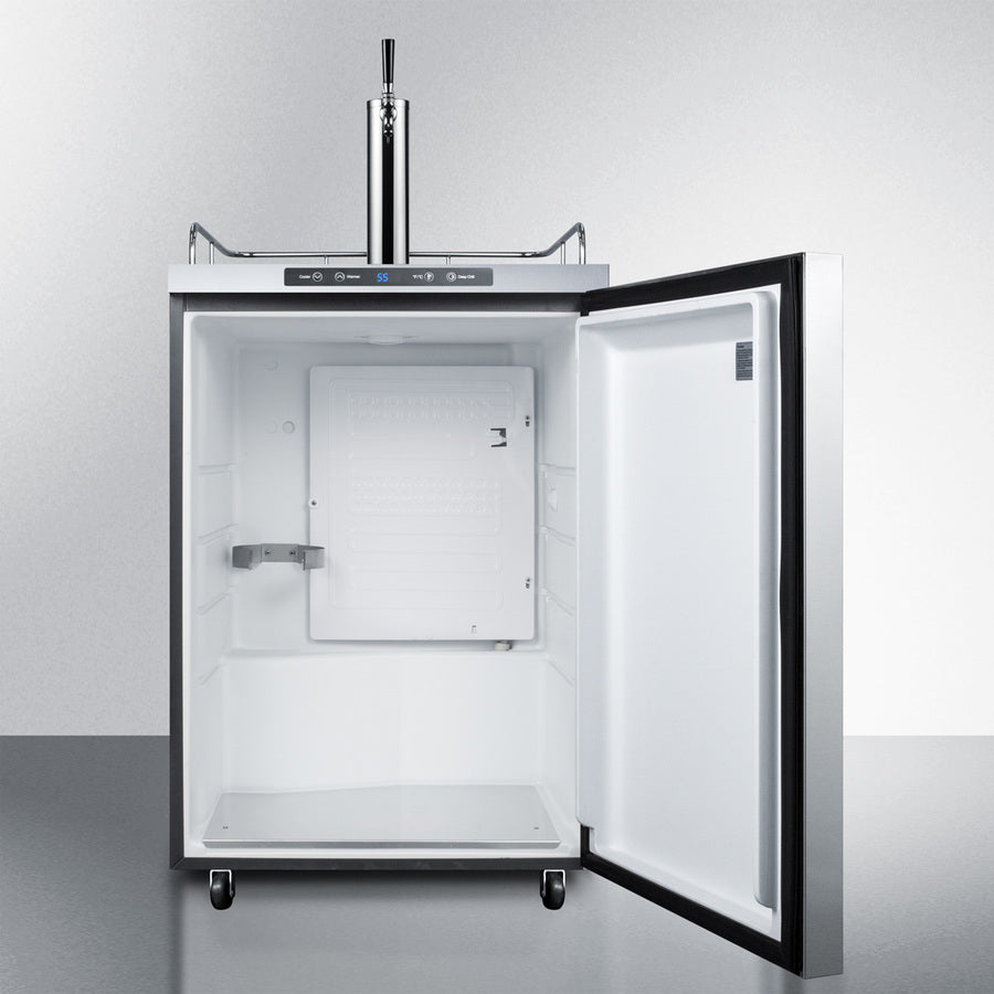 Freestanding  Outdoor Beer Dispenser, Auto Defrost With Digital Thermostat, Stainless Steel Wrapped Exterior, And Horizontal Handle - SBC635MOSHH Summit