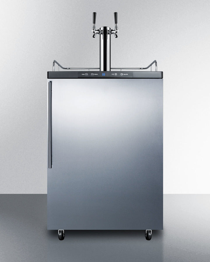 Built-In  Beer Dispenser, Auto Defrost With Digital Thermostat, Dual Tap System, Stainless Steel Door, Thin Handle, And Black Cabinet - SBC635MBISSHVTWIN Summit