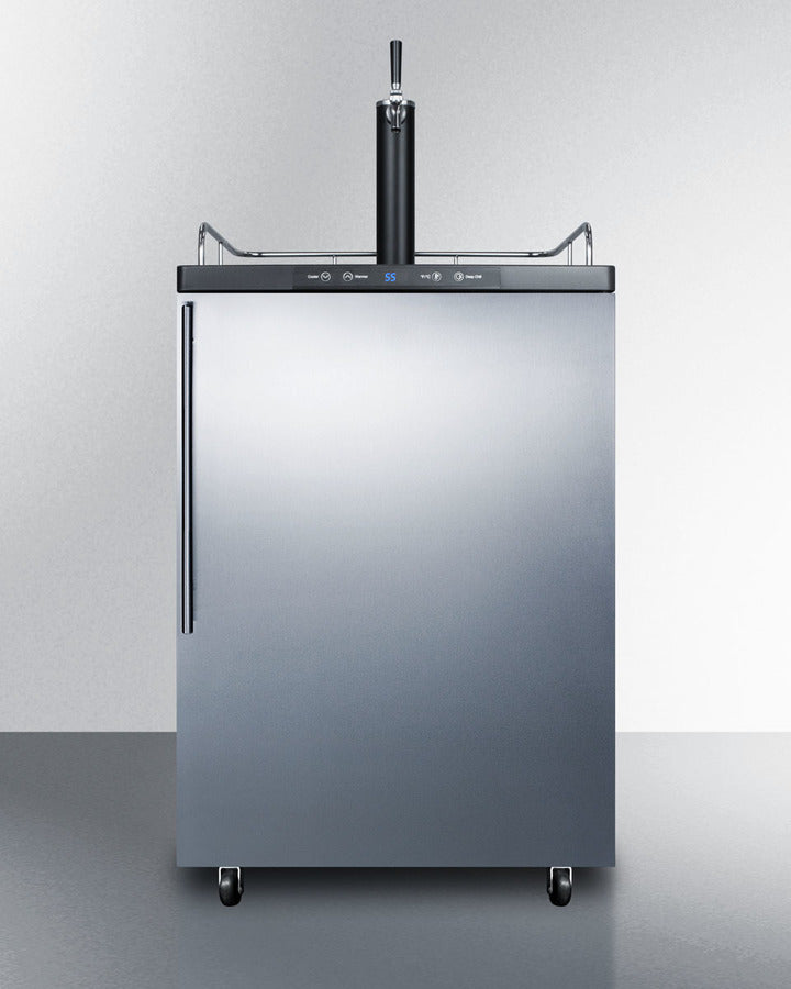 Built-In  Beer Dispenser, Auto Defrost With Digital Thermostat, Dual Tap System, Stainless Steel Door, Thin Handle, And Black Cabinet - SBC635MBISSHVTWIN Summit