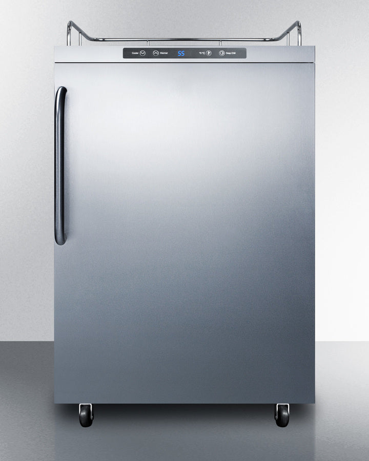 Freestanding  Outdoor Beer Dispenser, Auto Defrost With Digital Thermostat, Stainless Steel Wrapped Exterior, And Towel Bar Handle - SBC635MOSNK Summit