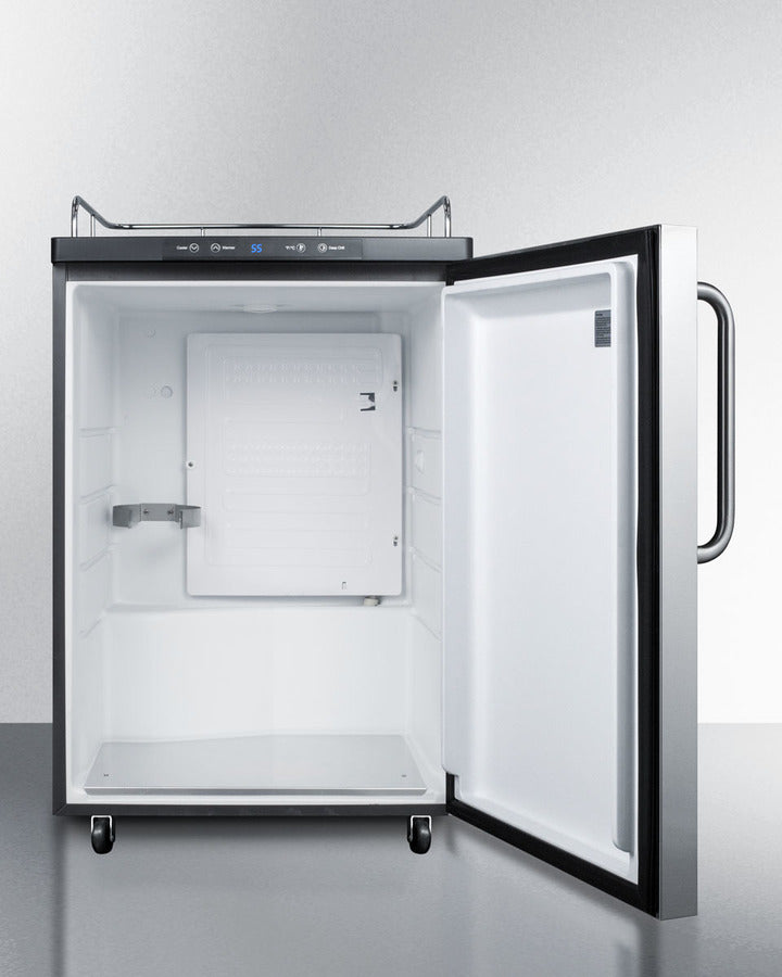 Freestanding  Beer Dispenser, Auto Defrost With Digital Thermostat, Ss Door, Towel Bar Handle, And Black Cabinet - SBC635MNKSSTB Summit