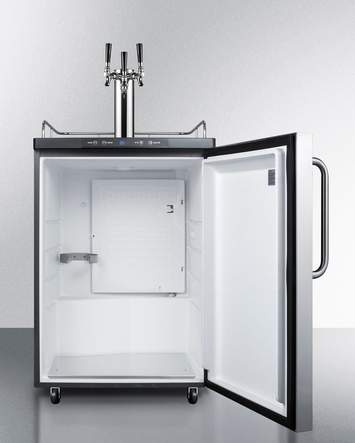 Freestanding  Beer Dispenser, Auto Defrost With Triple Tap Kit, Digital Thermostat And Stainless Steel Door - SBC635MSSTBTRIPLE Summit