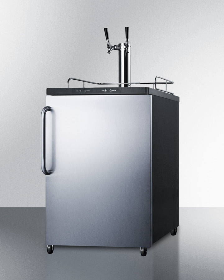 Built-In  Beer Dispenser, Auto Defrost With Digital Thermostat, Dual Tap System, Stainless Steel Door, Towel Bar Handle, And Black Cabinet - SBC635MBISSTBTWIN Summit