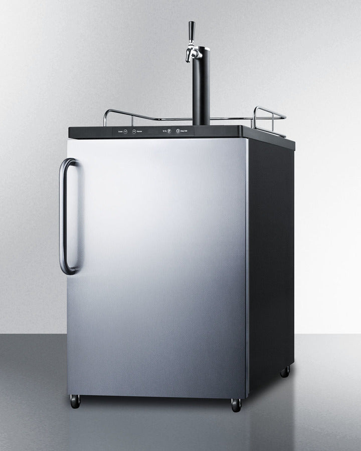 Freestanding  Beer Dispenser, Auto Defrost With Digital Thermostat, Stainless Steel Wrapped Door, Towel Bar Handle And Black Cabinet - SBC635MSSTB Summit