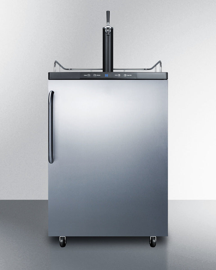 Freestanding  Beer Dispenser, Auto Defrost With Digital Thermostat, Stainless Steel Wrapped Door, Towel Bar Handle And Black Cabinet - SBC635MSSTB Summit