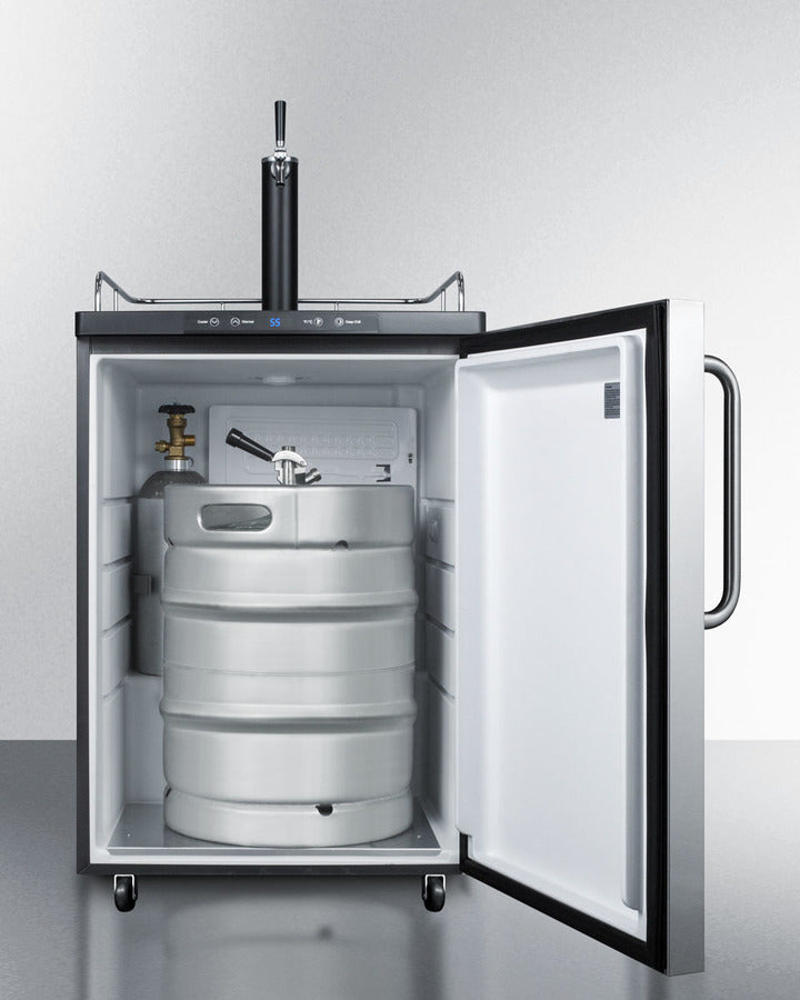 Freestanding  Beer Dispenser, Auto Defrost With Digital Thermostat, Stainless Steel Wrapped Door, Towel Bar Handle And Black Cabinet - SBC635MSSTB Summit