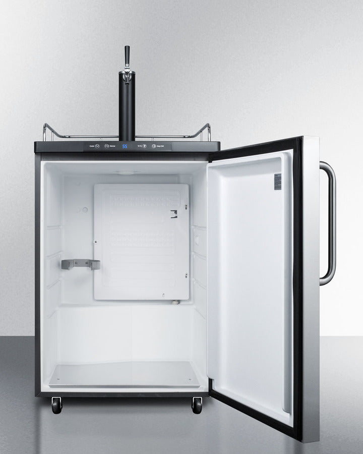 Freestanding  Beer Dispenser, Auto Defrost With Digital Thermostat, Stainless Steel Wrapped Door, Towel Bar Handle And Black Cabinet - SBC635MSSTB Summit