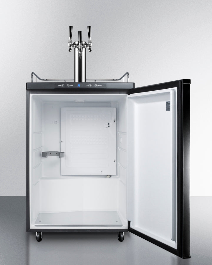 Freestanding  Beer Dispenser, Auto Defrost With Triple Tap Kit, Digital Thermostat And Black Exterior Finish - SBC635MTRIPLE Summit