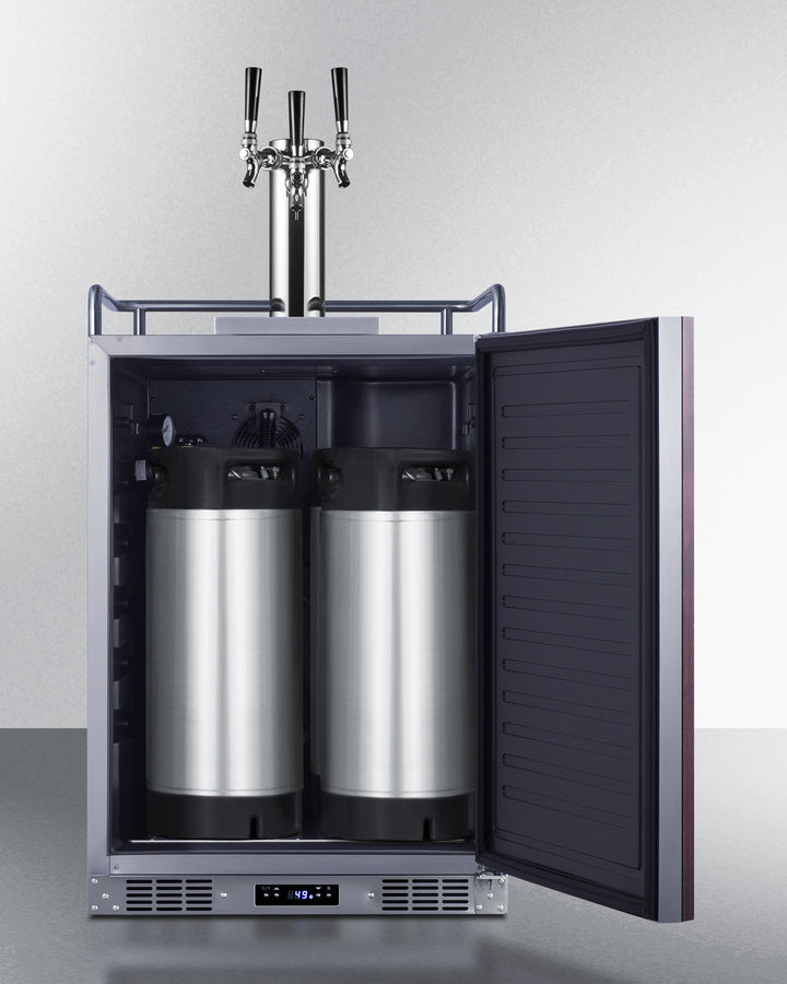 Built-In Undercounter Triple Tap Beer Kegerator In Complete Stainless Steel With Panel-Ready Door - SBC682PNRTRIPLE Summit