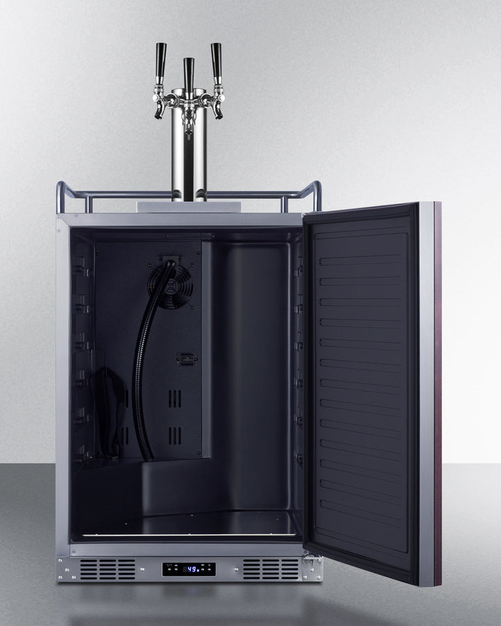 Built-In Undercounter Triple Tap Beer Kegerator In Complete Stainless Steel With Panel-Ready Door - SBC682PNRTRIPLE Summit