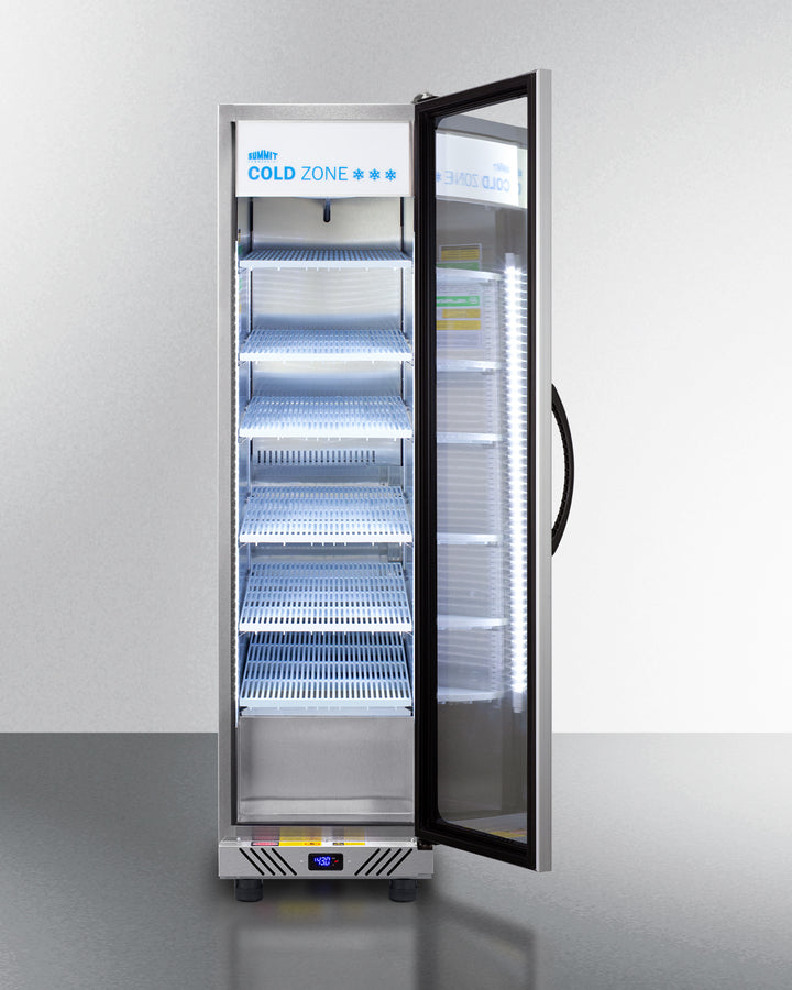 Commercial Glass Door Beverage Center In Slim Fit With Stainless Steel Interior & Exterior, Right Hand Door Swing - SCR1104RH Summit Commercial