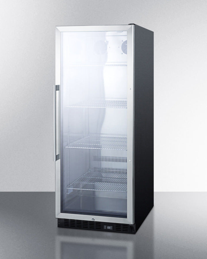 Commercial Beverage Merchandiser With 11 Cu.Ft. Capacity, Stainless Steel, Self-Closing Door, And A Digital Thermostat - SCR1156 Summit Commercial