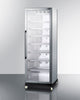 24'' Wide Upright Mini Reach-In Beverage Center With Stainless Steel Interior And Exterior Cabinet, Glass Door, And Dolly - SCR1401RICSS Summit Commercial