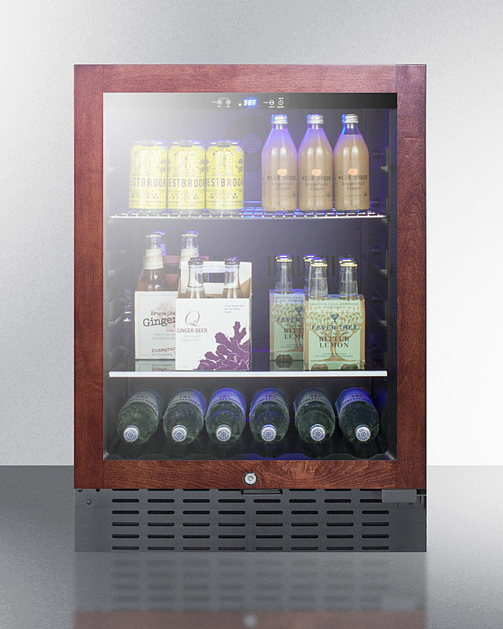 Built-In Undercounter Beverage Refrigerator With Panel-Ready Glass Door, Digital Controls, Lock, And Black Cabinet - SCR2466BPNR Summit