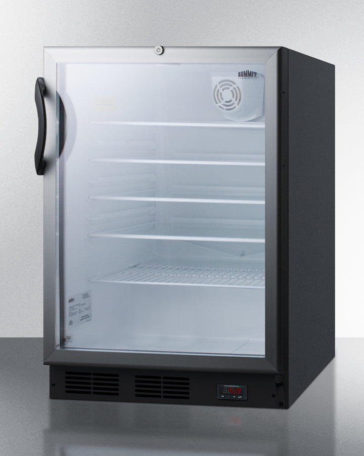 Commercial Glass Door Built-In ADA Compliant Craft Beer And Wine Refrigerator With Digital Thermostat, Black Cabinet, And Lock - SCR600BGLBIDTPUBADA Summit Commercial