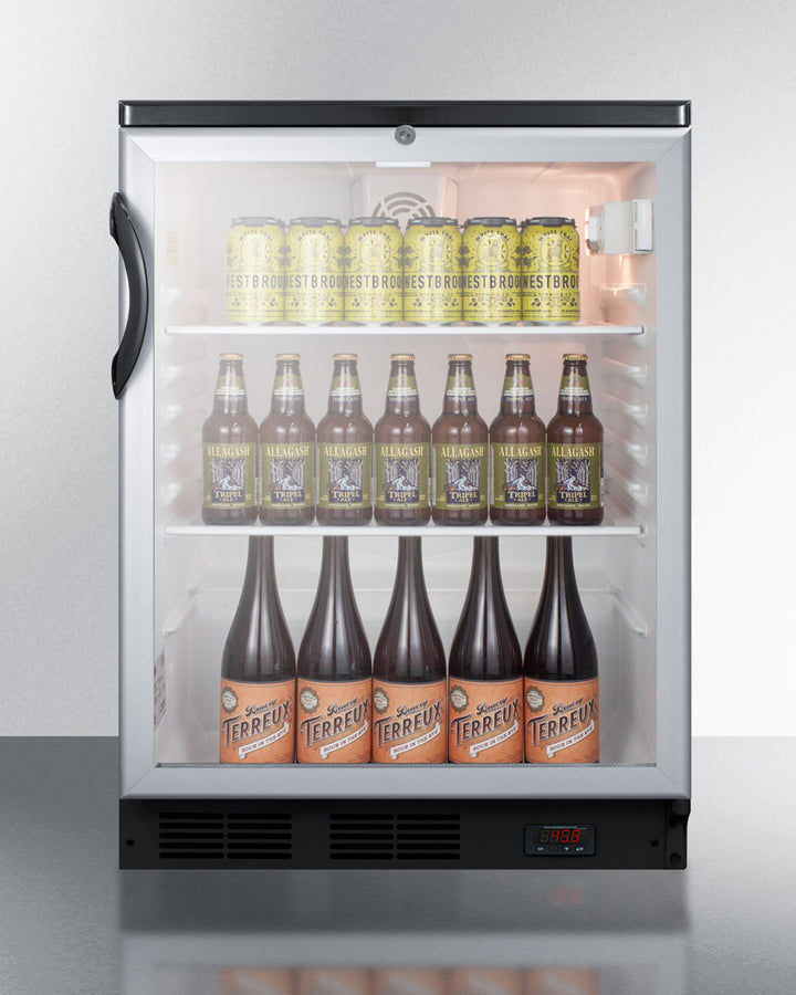 Commercial Glass Door Craft Beer And Wine Refrigerator For Freestanding Use, With Digital Thermostat, Black Cabinet, And Lock - SCR600BGLDTPUB Summit Commercial