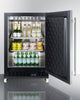 Mini Reach-In Beverage Center With Black Cabinet, Stainless Steel Door, And Dolly - SCR610BLSDRI Summit Commercial