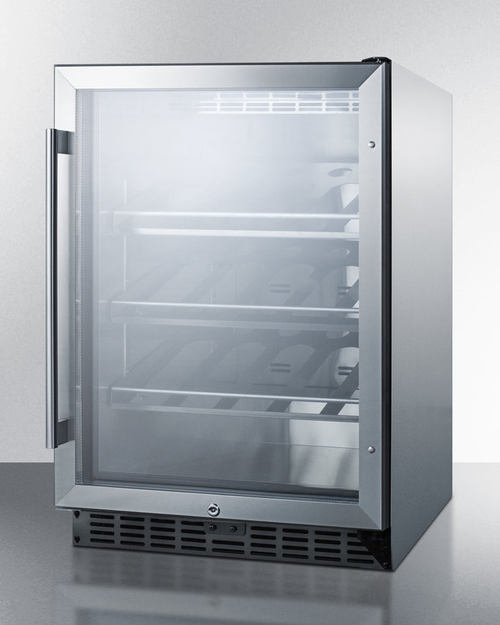 Commercial Outdoor Built-In Undercounter Wine Cellar With Champagne Style Shelving - SCR611GLOSCH Summit Commercial