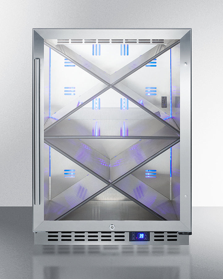 Commercial Outdoor Built-In Undercounter Wine Cellar With Diamond Style Shelving - SCR611GLOSX Summit Commercial