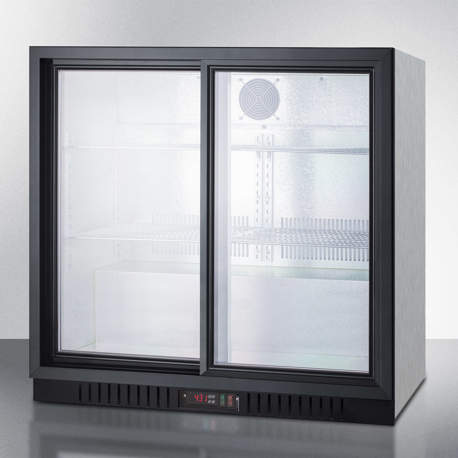 Commercial Back Bar Beverage Center For Freestanding Use, With Sliding Glass Doors And Stainless Steel Wrapped Cabinet - SCR700BCSS Summit Commercial