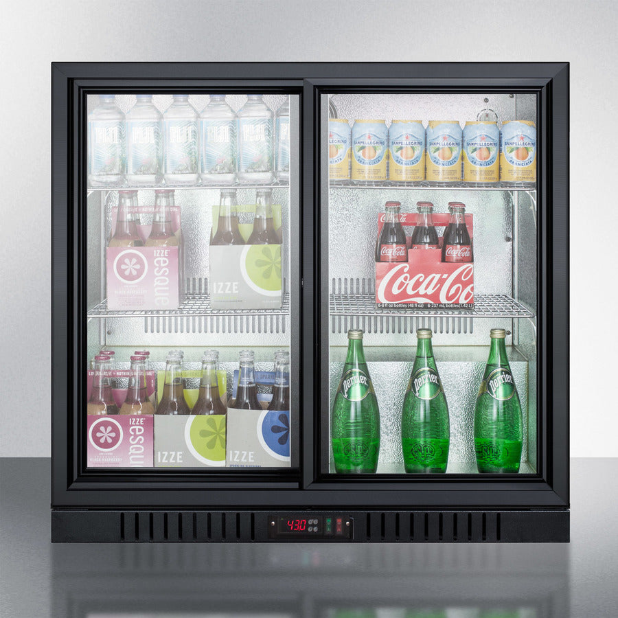 Commercial Back Bar Beverage Center For Freestanding Use, With Sliding Glass Doors And Stainless Steel Wrapped Cabinet - SCR700BCSS Summit Commercial