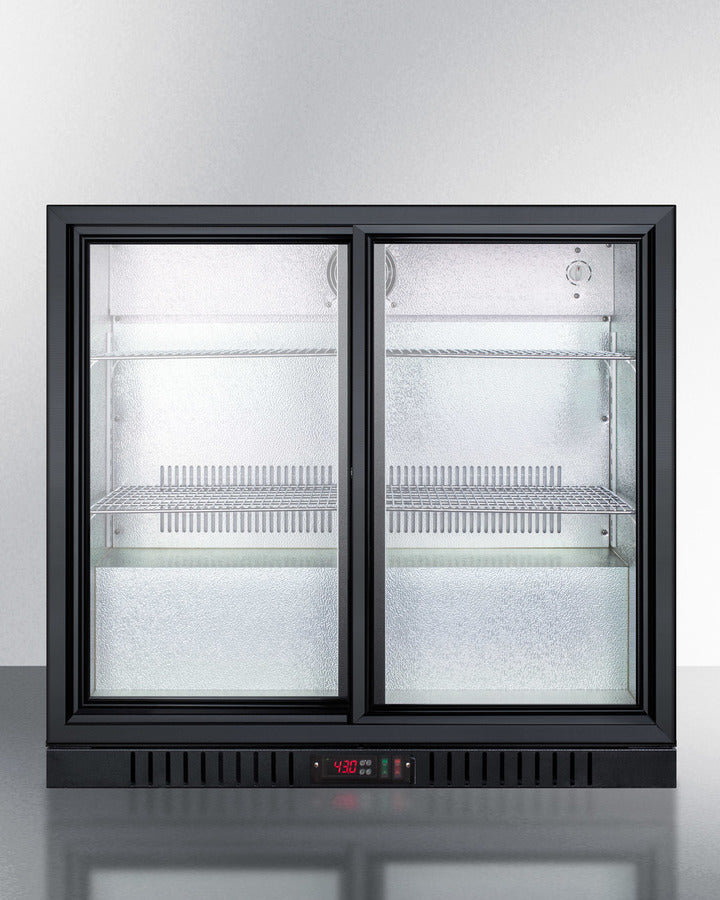 Commercial Back Bar Beverage Center For Freestanding Use, With Sliding Glass Doors And Black Cabinet - SCR700B Summit Commercial