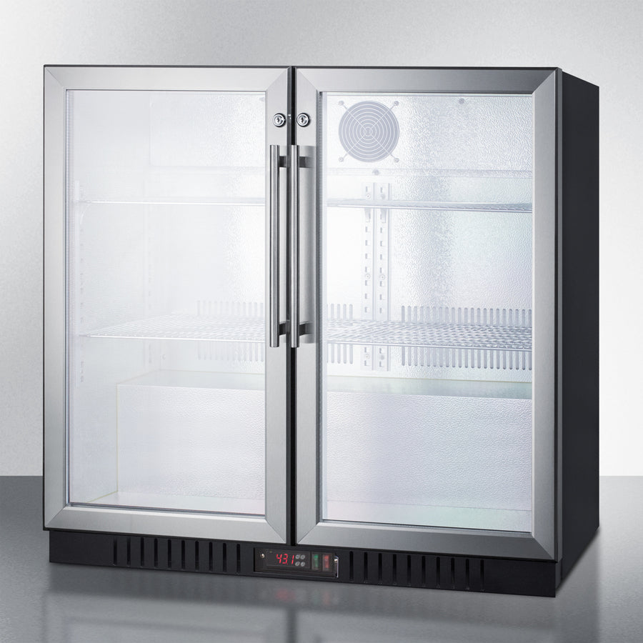Commercial Back Bar Beverage Center For Freestanding Use, With Self-Closing French Doors - SCR7012DB Summit Commercial