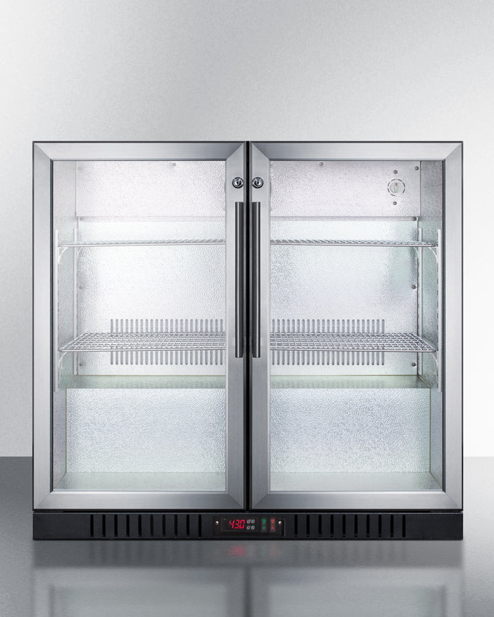 Commercial Back Bar Beverage Center For Freestanding Use, With Self-Closing French Doors - SCR7012DB Summit Commercial