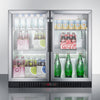 Commercial Back Bar Beverage Center For Freestanding Use, With Self-Closing French Doors And Stainless Steel Wrapped Cabinet - SCR7012DBCSS Summit Commercial