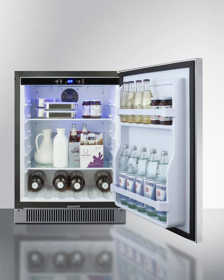 Outdoor Refrigerator , With Lock, Digital Thermostat, Black Cabinet, And Stainless Steel Door - SPR623OSCSS Summit