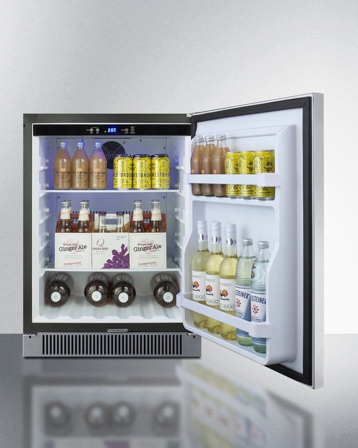 Outdoor Refrigerator , With Lock, Digital Thermostat, Black Cabinet, And Stainless Steel Door - SPR623OSCSS Summit