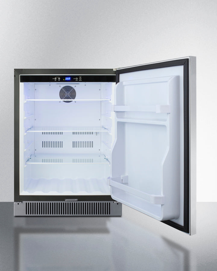 Outdoor Refrigerator , With Lock, Digital Thermostat, Black Cabinet, And Stainless Steel Door - SPR623OS Summit