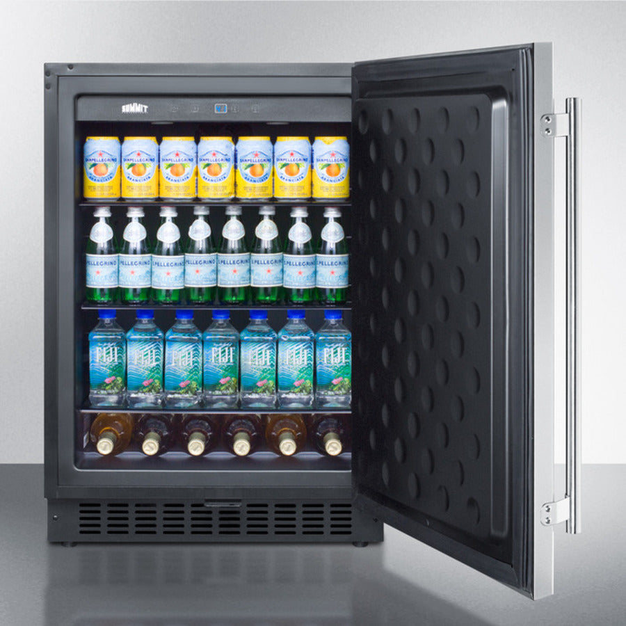 Outdoor Refrigerator , With Lock, Digital Thermostat, Black Cabinet, And Stainless Steel Door - SPR627OS Summit