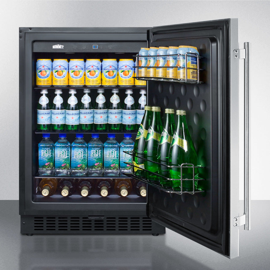 Outdoor Refrigerator , With Lock, Digital Thermostat, Black Cabinet, And Stainless Steel Door - SPR627OS Summit