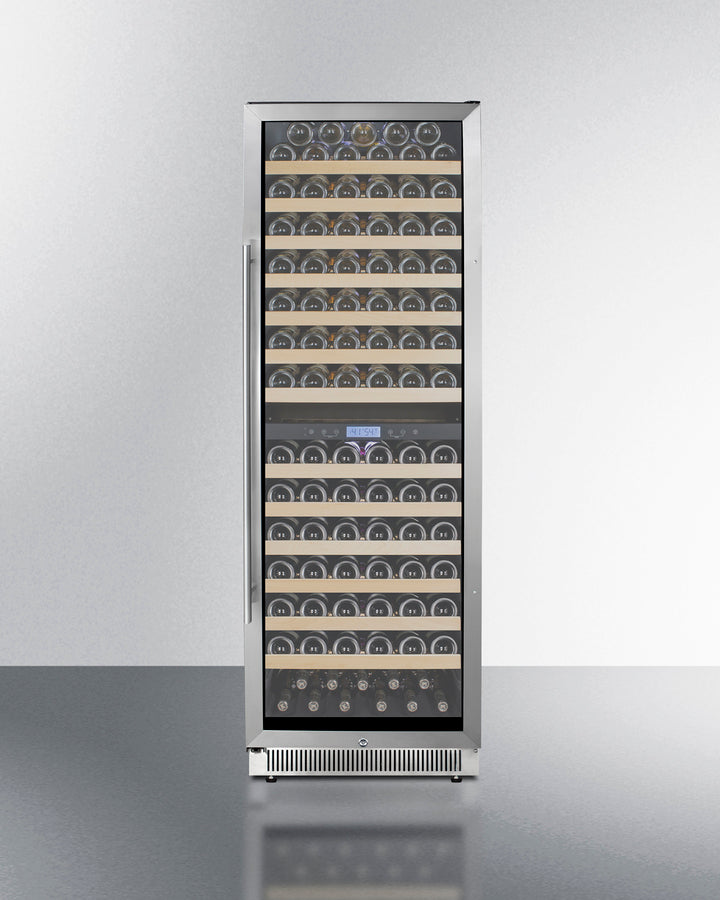 Upright Dual Zone Wine Cellar With Glass Door, Digital Thermostat, And Stainless Steel Cabinet - SWC1966BCSS Summit