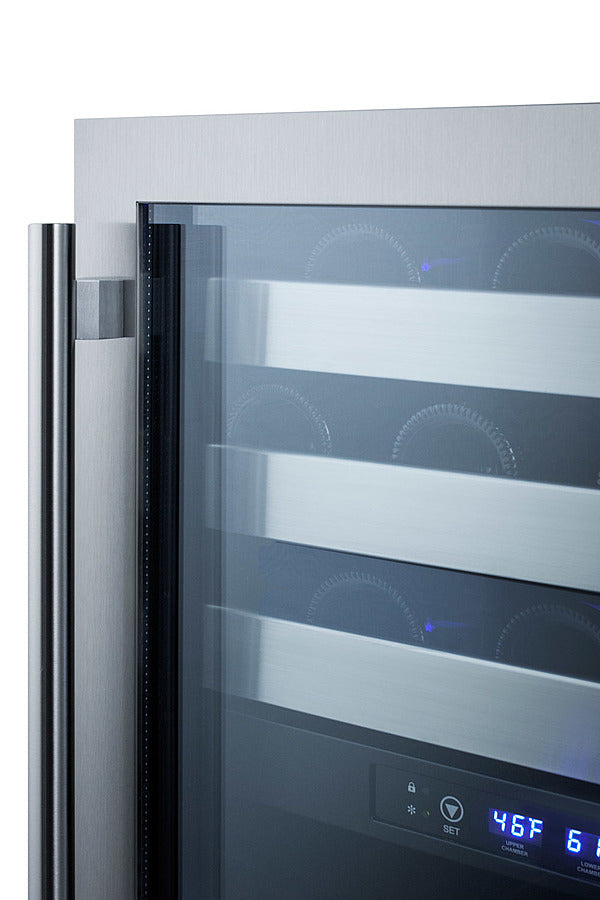 Dual Zone Built-In Wine Cellar With Seamless Ss Trimmed Glass Door, Full Extension Shelves, Digital Thermostat, And Black Cabinet - SWC532BLBIST Summit