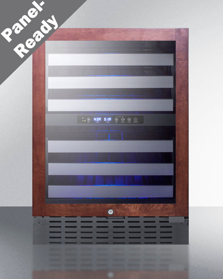 Dual Zone Built-In Wine Cellar With Panel-Ready Glass Door, Full Extension Shelves, Digital Thermostat, And Black Cabinet - SWC532BLBISTPNR Summit