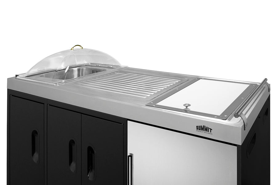 Mobile Outdoor Kitchenette With Refrigerator, Sink, Storage Cabinet, And Slide-Out Waste Bins - CARTOS54LS Summit