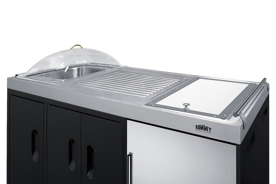 Mobile Outdoor Kitchenette With Refrigerator, Sink, Storage Cabinet, And Slide-Out Waste Bins - CARTOS54LG Summit