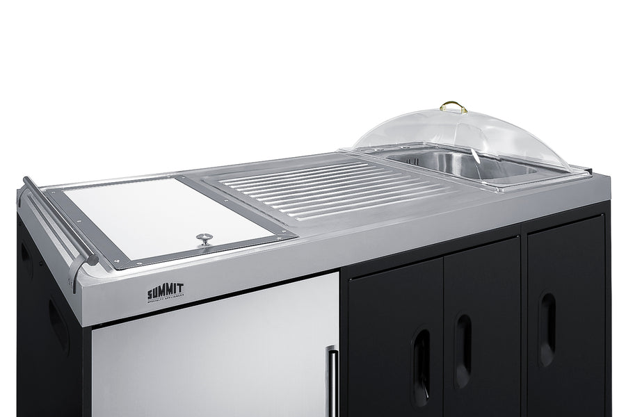 Mobile Outdoor Kitchenette With Refrigerator, Sink, Storage Cabinet, And Slide-Out Waste Bins - CARTOS54RG Summit