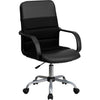 Mid-Back Black LeatherSoft and Mesh Swivel Task Office Chair with Arms - Flash Furniture