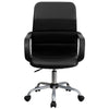 Mid-Back Black LeatherSoft and Mesh Swivel Task Office Chair with Arms - Flash Furniture