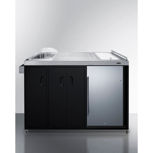 Mobile Outdoor Kitchenette With Refrigerator, Sink, Storage Cabinet, And Slide-Out Waste Bins - CARTOS54LS Summit