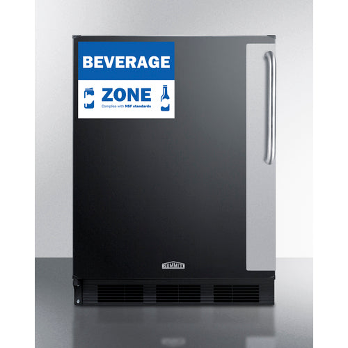 Commercial 5.5 Cu.Ft. Beverage Zone Refrigerator With Stainless Steel Handle - FF6BK7BZADALHD Summit Commercial