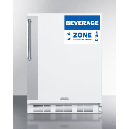 Commercial 5.5 Cu.Ft. Beverage Zone Refrigerator With Stainless Steel Handle - FF6W7BZADA Summit Commercial