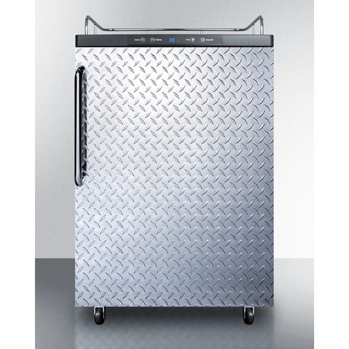 Freestanding  Beer Dispenser, Auto Defrost With Digital Thermostat, Diamond Plate Door, Tb Handle, And Black Cabinet - SBC635MNKDPL Summit